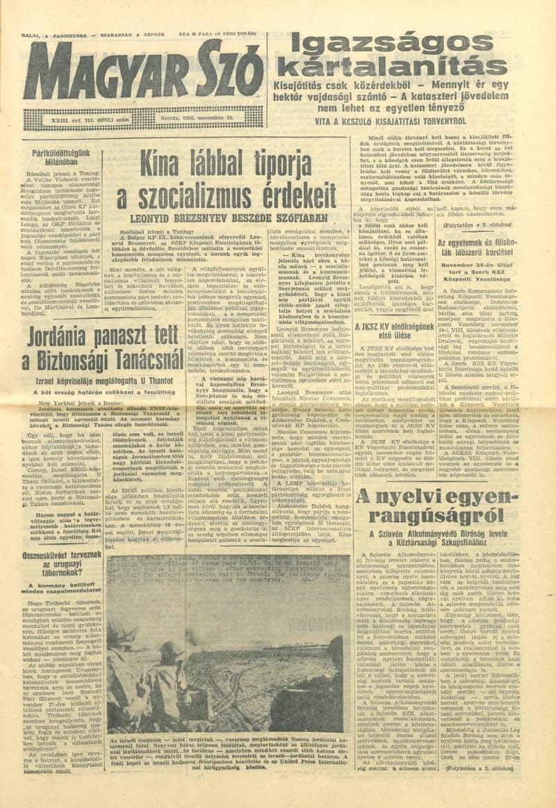 Magyar Szó, 23. évf. 1966. november 16. 315. sz.