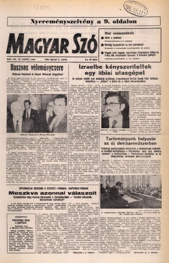 Magyar Szó, 43. évf. 1986. február 5. 34. sz. 1–16. oldal