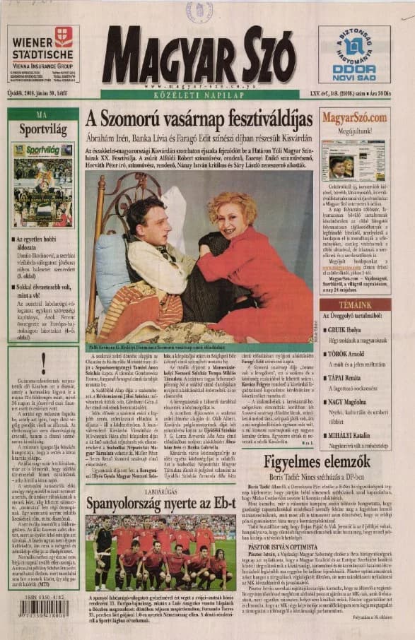 Magyar Szó, 65. évf. 2008. június 30. 148. sz. 1–16. oldal