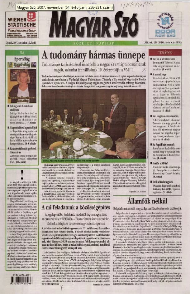 Magyar Szó, 64. évf. 2007. november 12. 265. sz. 1–12. oldal