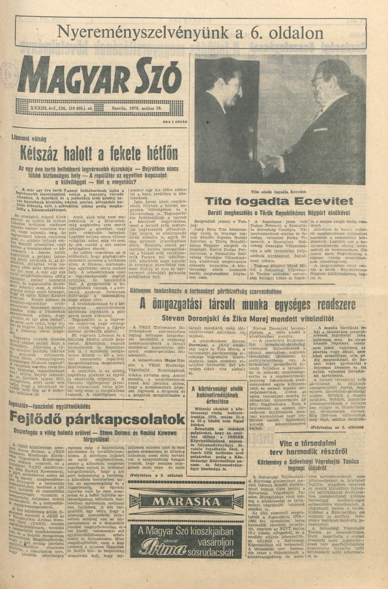 Magyar Szó, 33. évf. 1976. május 19. 136. sz. 1–20. oldal