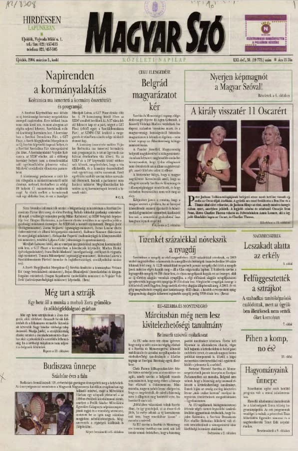 Magyar Szó, 61. évf. 2004. március 2. 50. sz. 1–20. oldal
