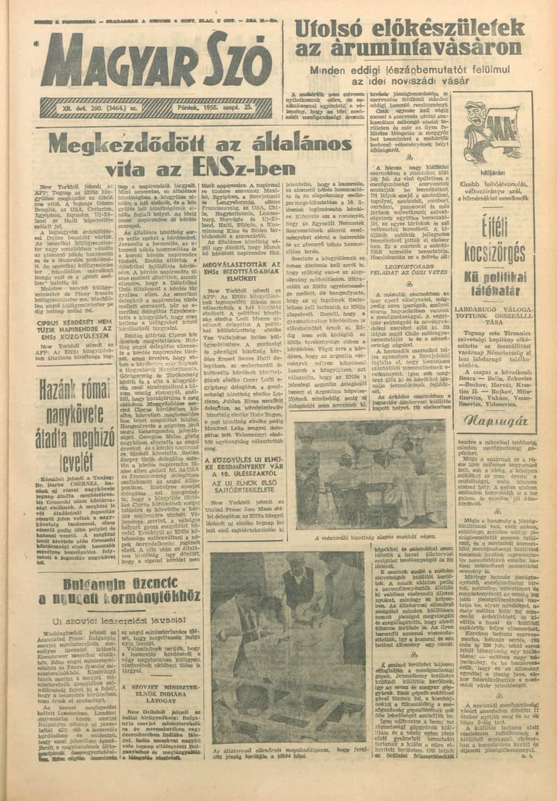 Magyar Szó, 12. évf. 1955. szeptember 23. 260. sz. 1–8. oldal