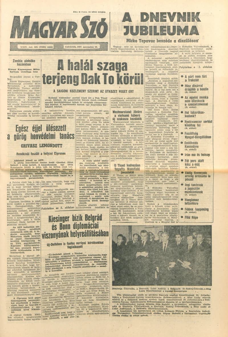 Magyar Szó, 24. évf. 1967. november 23. 323. sz. 1–16. oldal