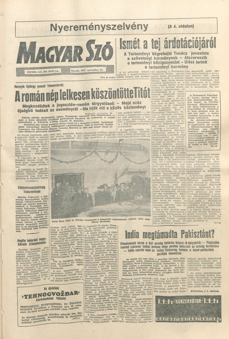 Magyar Szó, 28. évf. 1971. november 24. 324. sz. 1–16. oldal