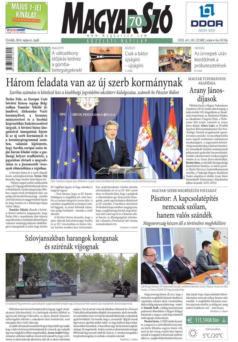 Magyar Szó, 71. évf. 2014. május 6. 101. sz. 1–20. oldal
