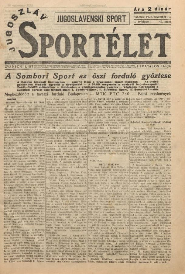 Jugoszláv sportélet, 2. évf. 1923. november 19. 47. sz.