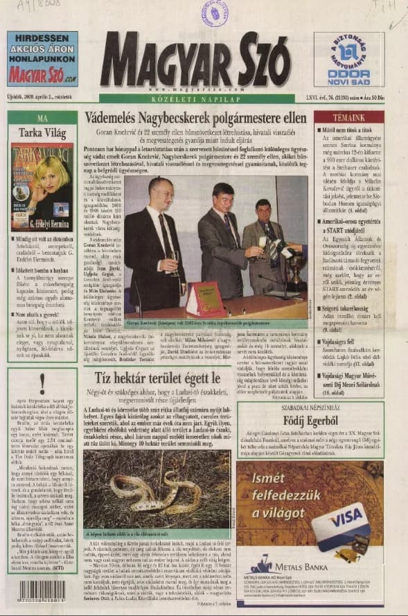 Magyar Szó, 66. évf. 2009. április 2. 76. sz. 1–20. oldal
