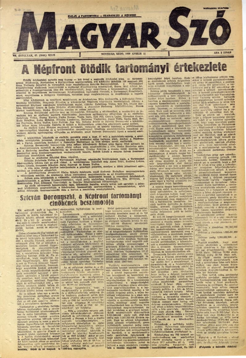 Magyar Szó, 7. évf. 1950. április 11. 87. sz. 1–4. oldal
