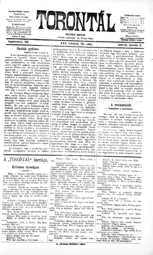 Torontál, 30. évf. 1901. december 19. 291. sz.