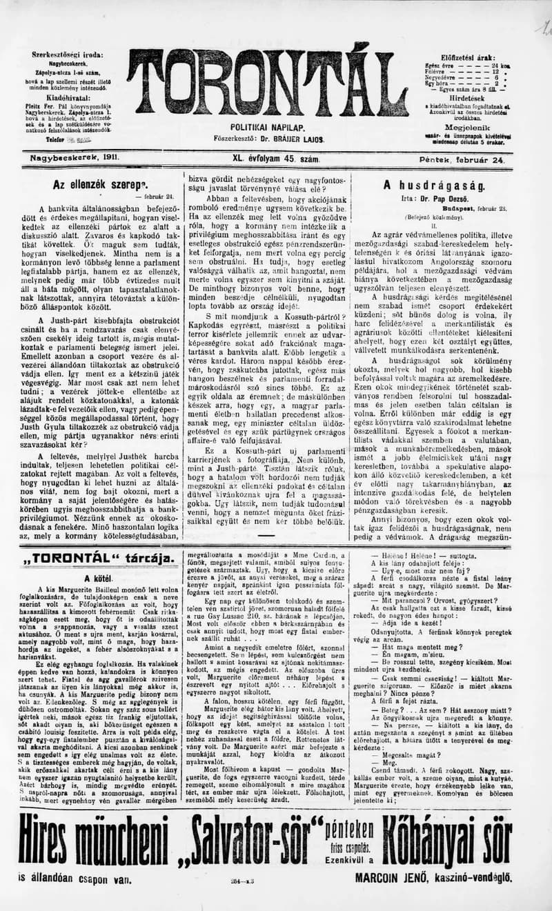Torontál, 40. évf. 1911. február 24. 45. sz.