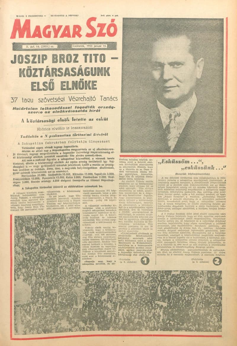 Magyar Szó, 10. évf. 1953. január 15. 14. sz. 1–6. oldal