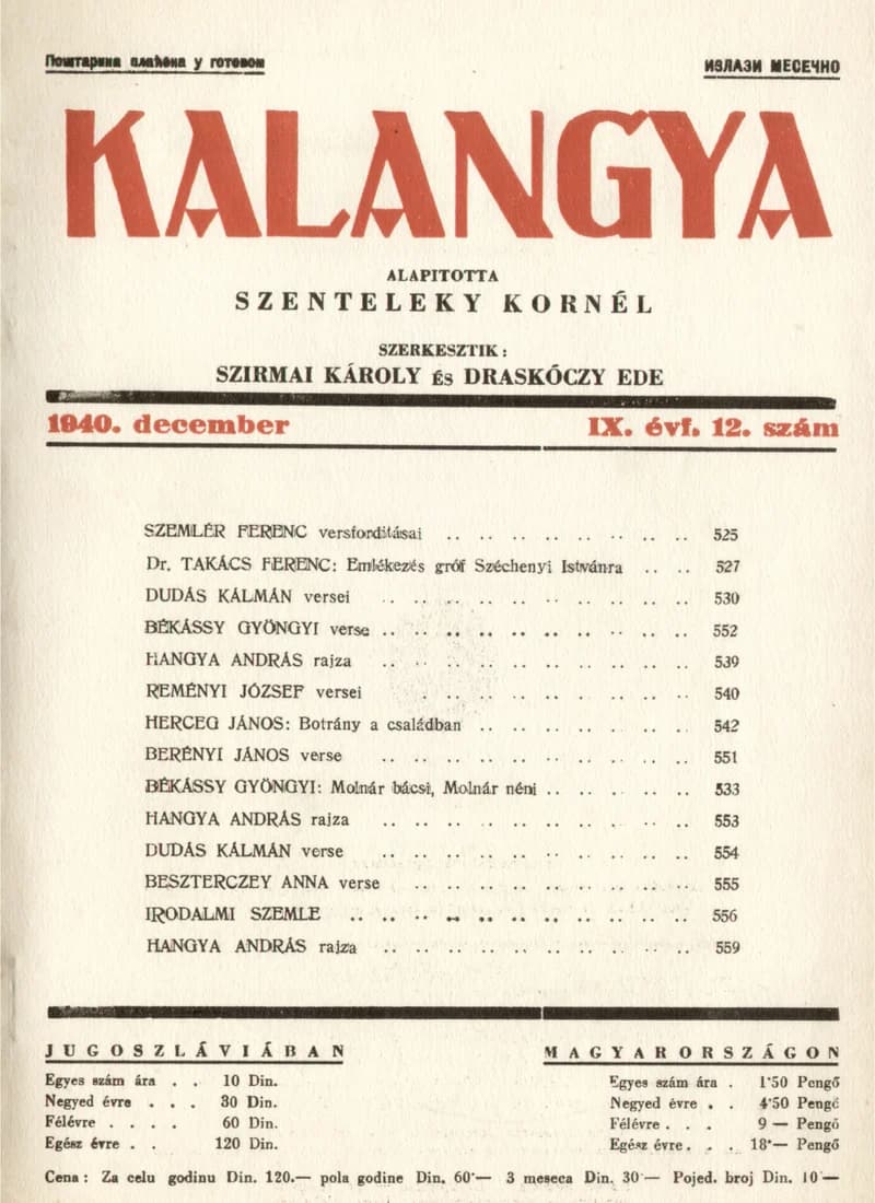 Kalangya, 9. évf. 1940. december. 12. sz. 525–572. oldal