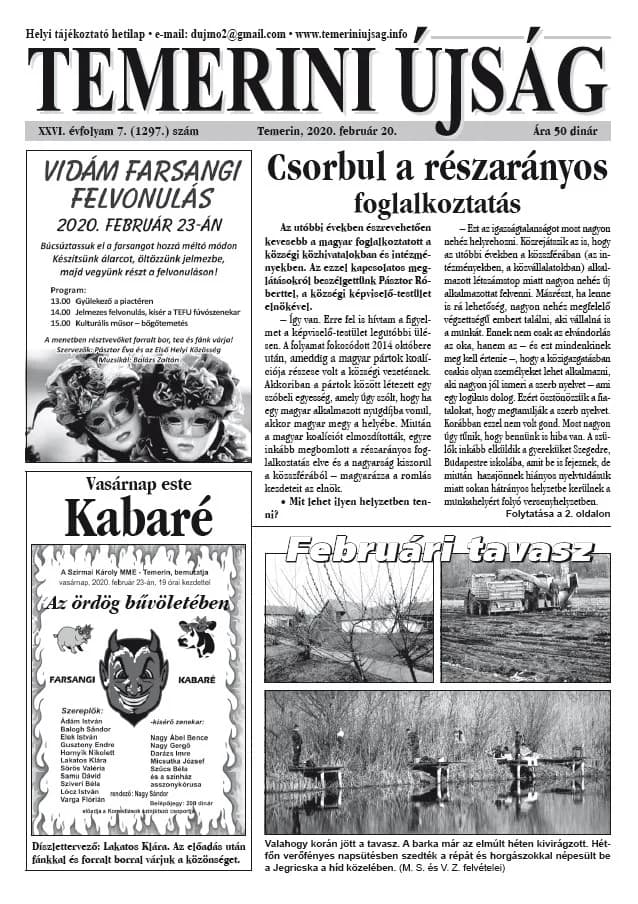 Temerini Újság, 26. évf. 2020. február 20. 7. sz.