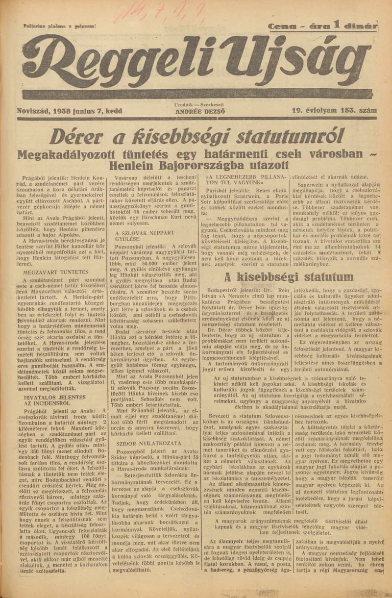 Reggeli Újság, 19. évf. 1938. június 7. 153. sz.