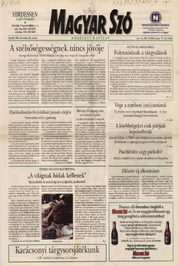 Magyar Szó, 60. évf. 2003. november 26. 280. sz. 1–20. oldal
