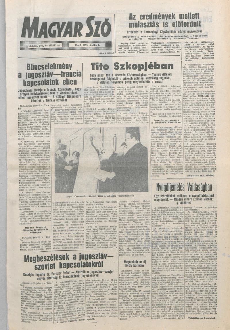 Magyar Szó, 32. évf. 1975. április 1. 89. sz.