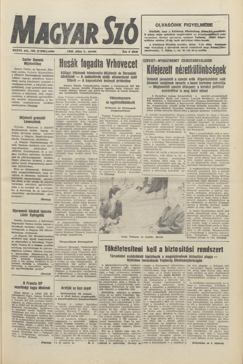 Magyar Szó, 37. évf. 1980. július 2. 180. sz. 1–20. oldal