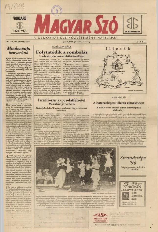 Magyar Szó, 53. évf. 1996. július 14. 165. sz. 1–24. oldal