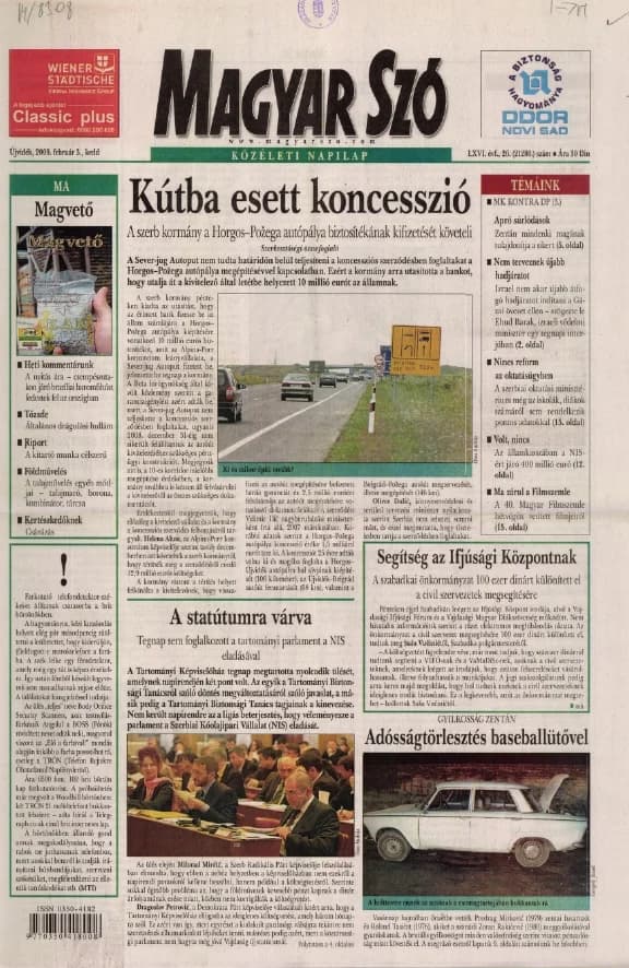 Magyar Szó, 66. évf. 2009. február 3. 26. sz. 1–20. oldal