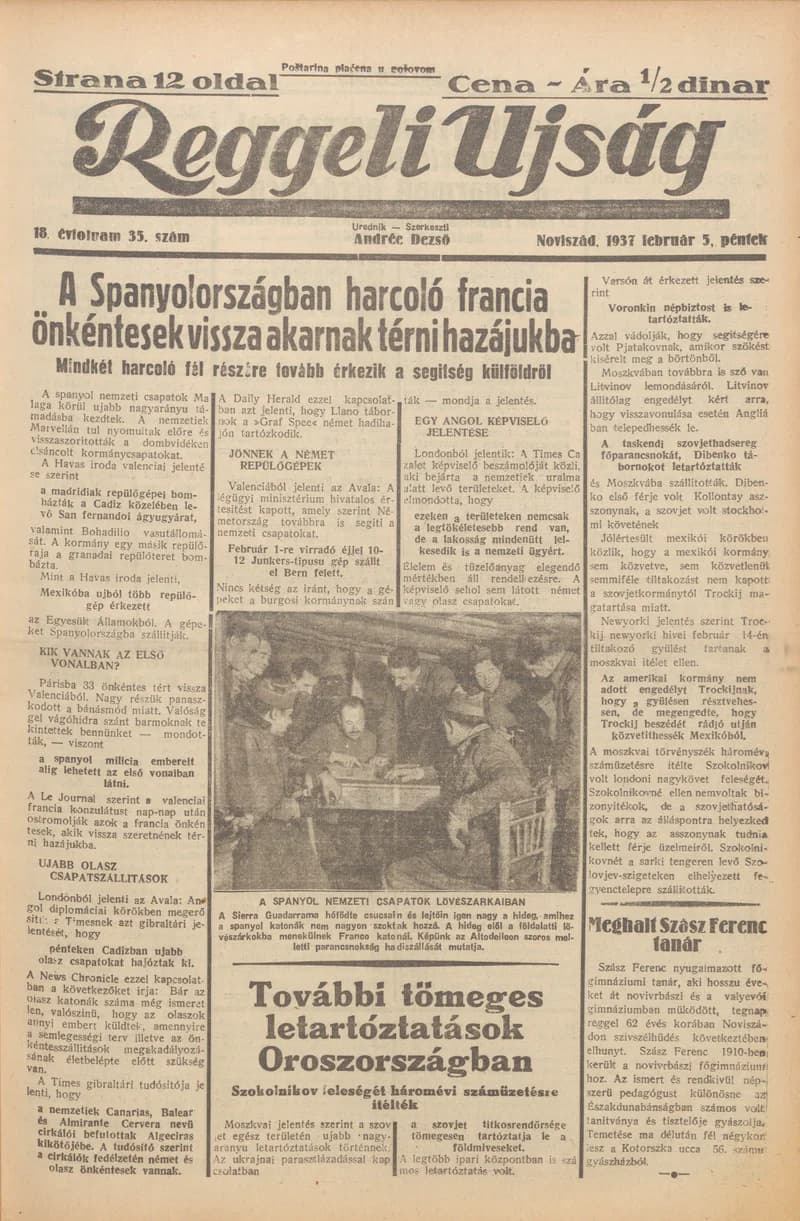 Reggeli Újság, 18. évf. 1937. február 5. 35. sz.