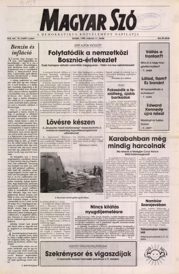 Magyar Szó, 49. évf. 1992. március 17. 75. sz. 1–20. oldal