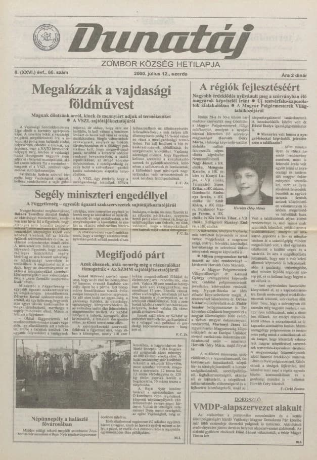 Dunatáj, 2. évf. 2000. július 12. 66. sz.
