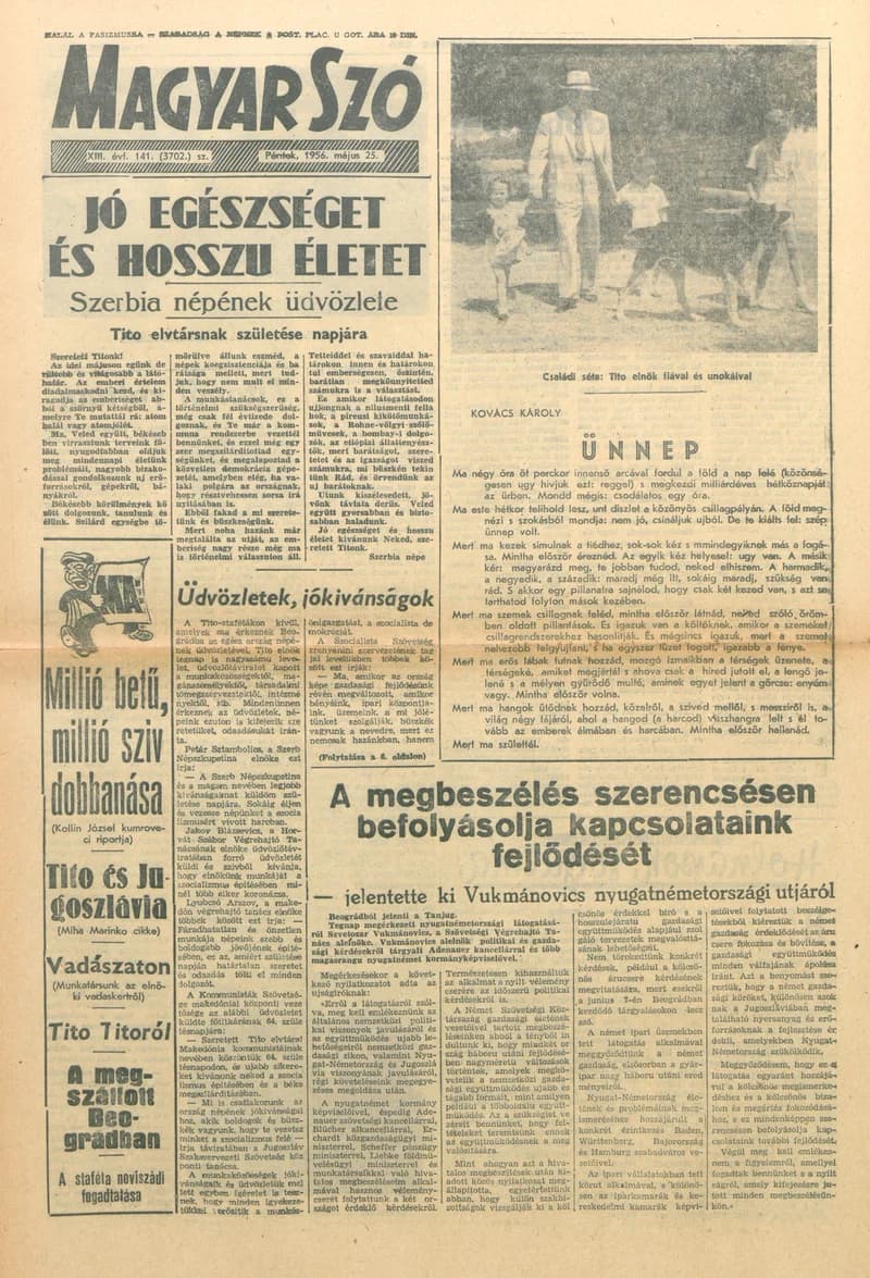 Magyar Szó, 13. évf. 1956. május 26. 142. sz. 1–12. oldal