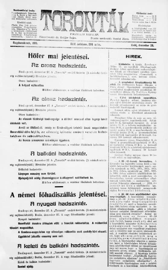 Torontál, 44. évf. 1915. december 28. 296. sz.