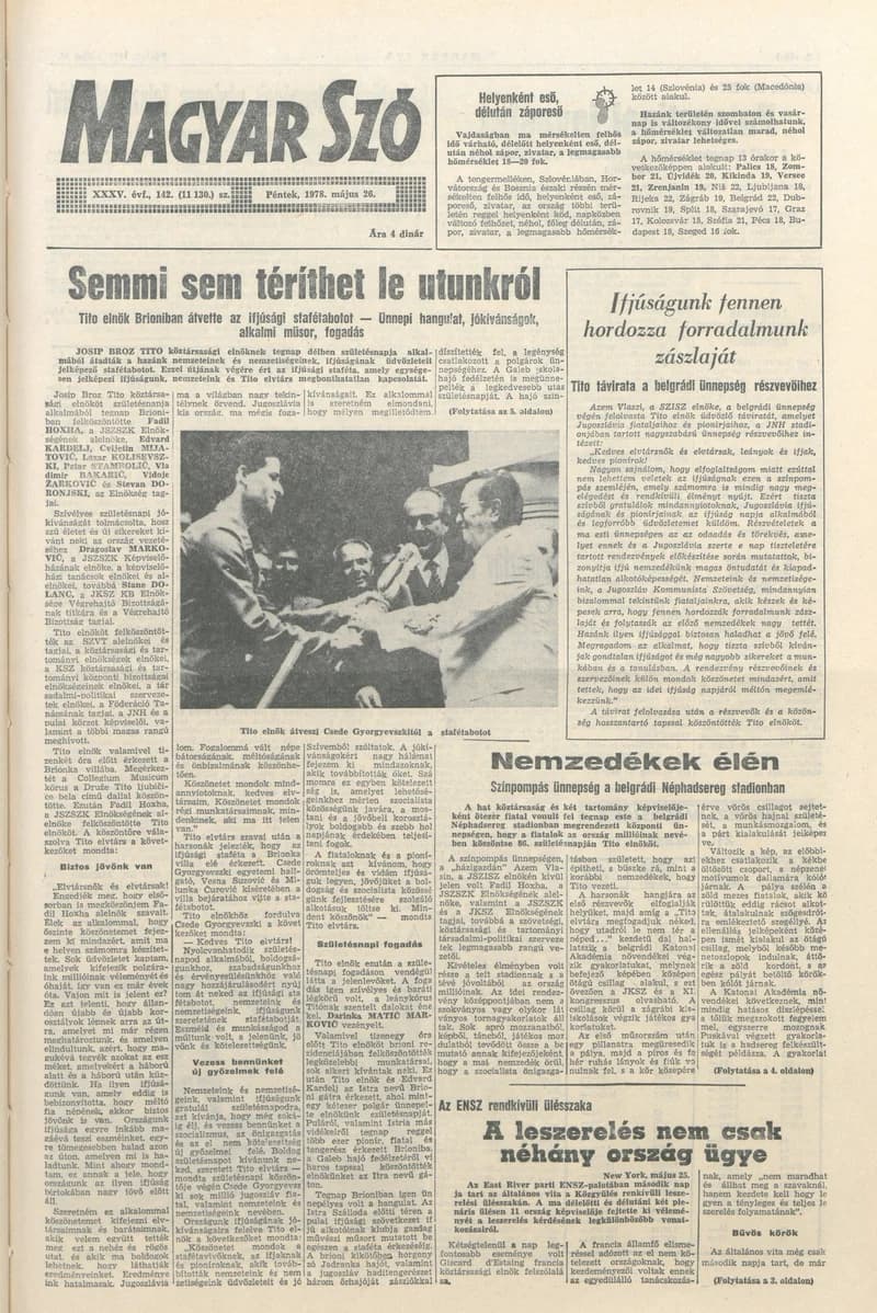 Magyar Szó, 35. évf. 1978. május 26. 142. sz. 1–16. oldal