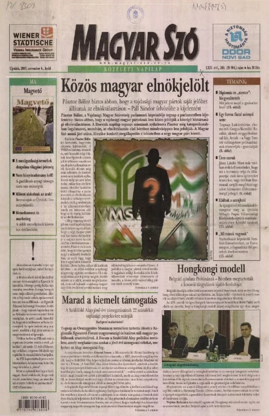 Magyar Szó, 64. évf. 2007. november 6. 260. sz. 1–20. oldal