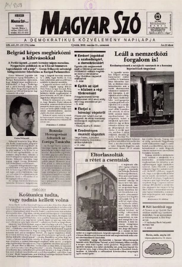 Magyar Szó, 59. évf. 2002. március 21. 67. sz. 1–16. oldal