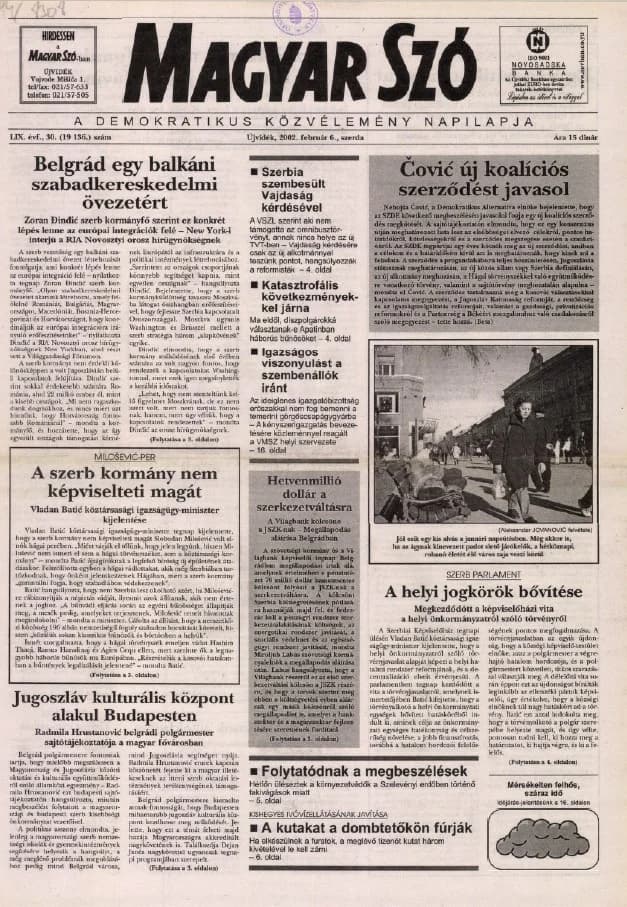 Magyar Szó, 59. évf. 2002. február 6. 30. sz. 1–16. oldal