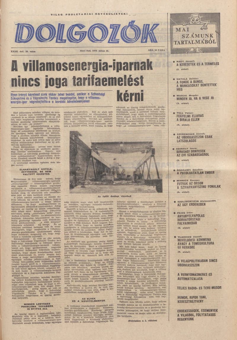 Dolgozók, 24. évf. 1970. július 31. 30. sz.