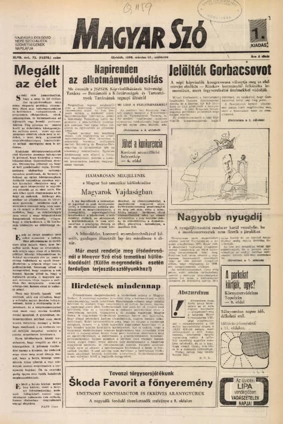 Magyar Szó, 47. évf. 1990. május 15. 131. sz. 1–16. oldal