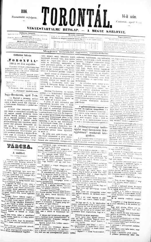 Torontál, 15. évf. 1886. április 8. 14. sz.