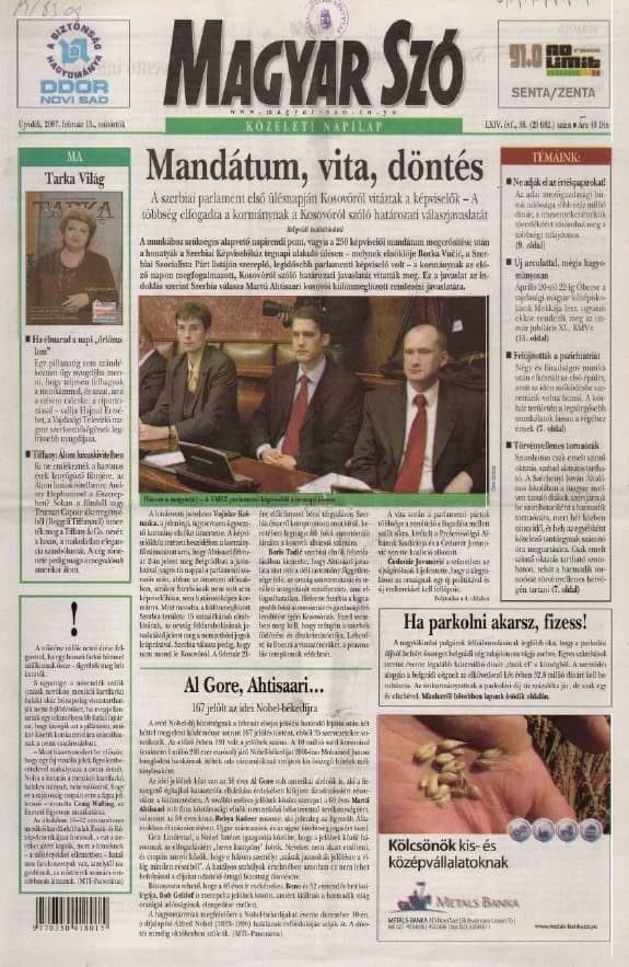 Magyar Szó, 64. évf. 2007. február 15. 38. sz. 1–20. oldal