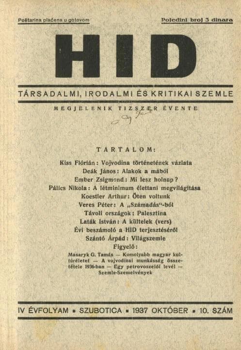 Híd, 4. évf. 1937. október. 10. sz. 1–32. oldal
