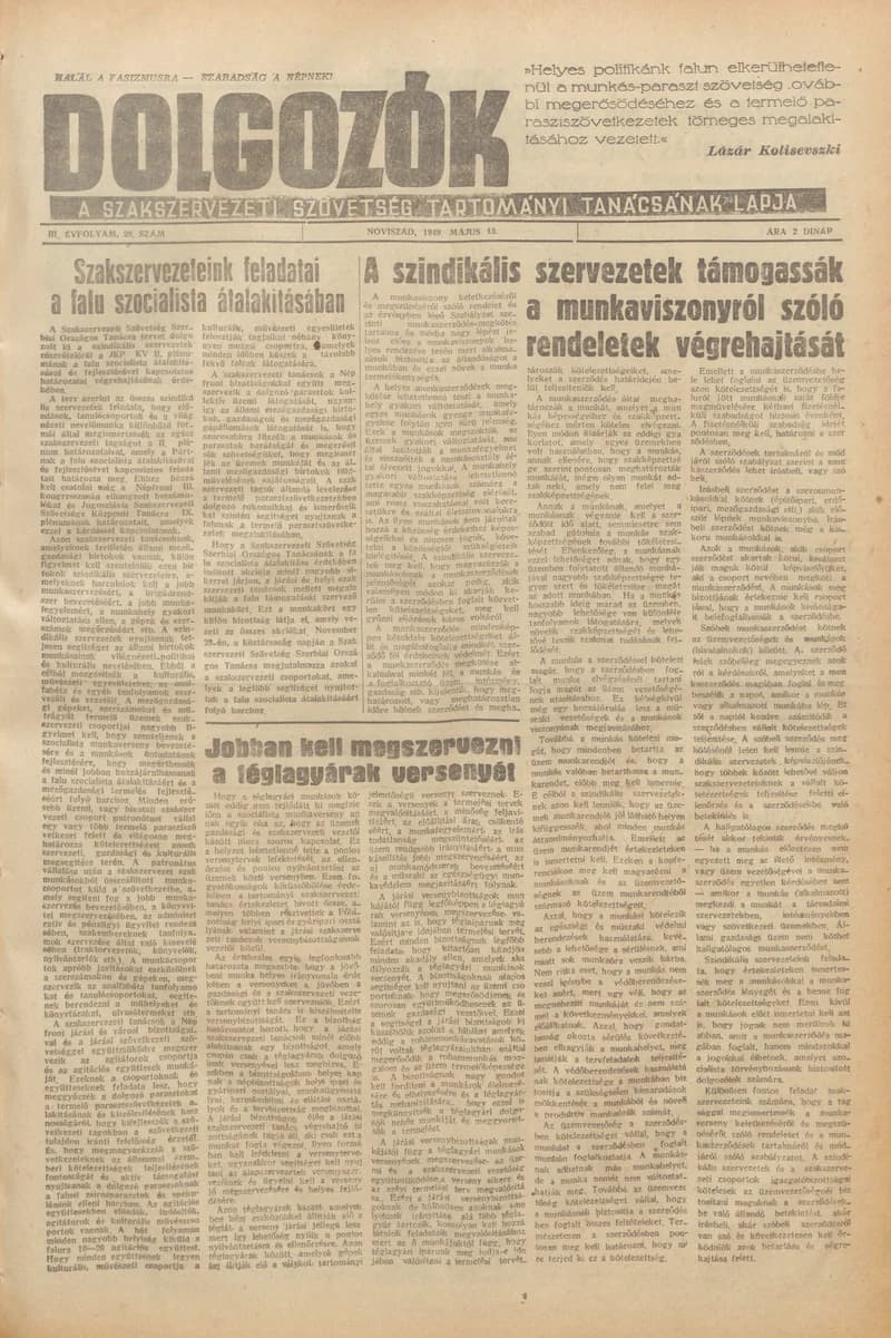 Dolgozók, 3. évf. 1949. május 13. 20. sz.