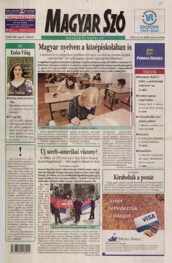 Magyar Szó, 66. évf. 2009. május 21. 115. sz. 1–20. oldal