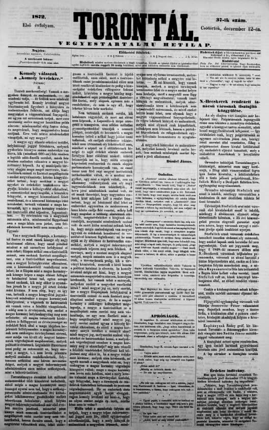 Torontál, 1. évf. 1872. december 12. 37. sz.