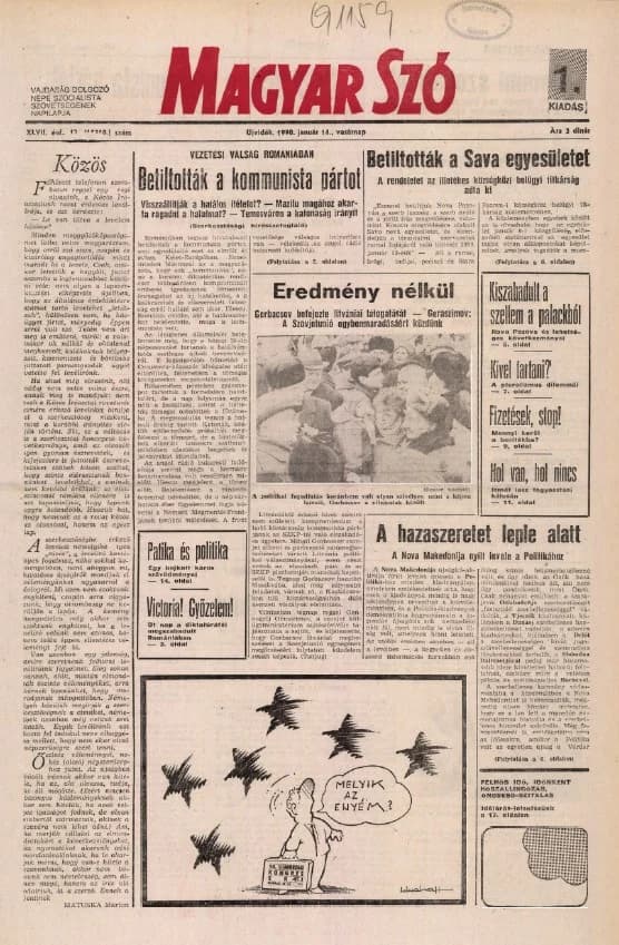 Magyar Szó, 47. évf. 1990. január 14. 12. sz. 1–32. oldal