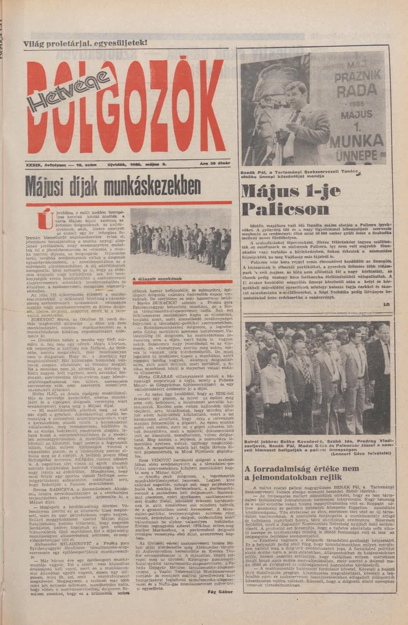 Dolgozók, 40. évf. 1986. május 8. 18. sz.