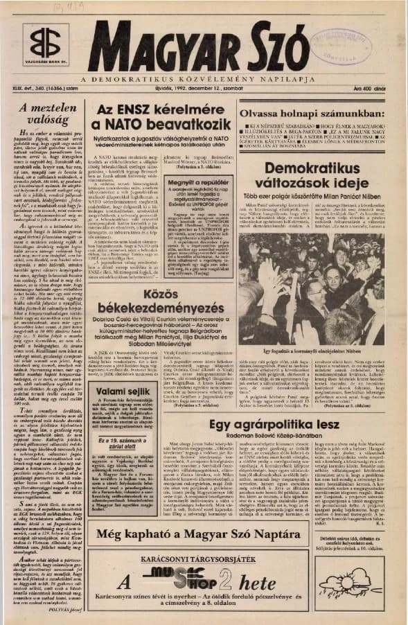 Magyar Szó, 49. évf. 1992. december 12. 340. sz. 1–16. oldal