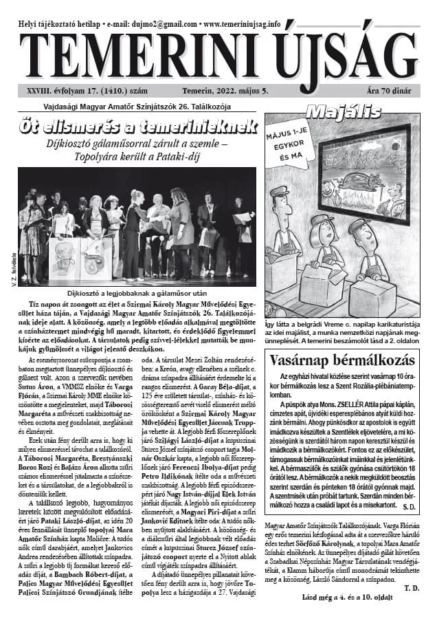 Temerini Újság, 28. évf. 2022. május 5. 17. sz.