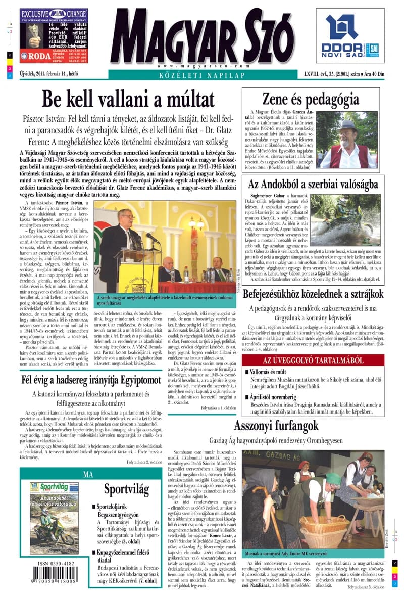 Magyar Szó, 68. évf. 2011. február 14. 35. sz. 1–16. oldal