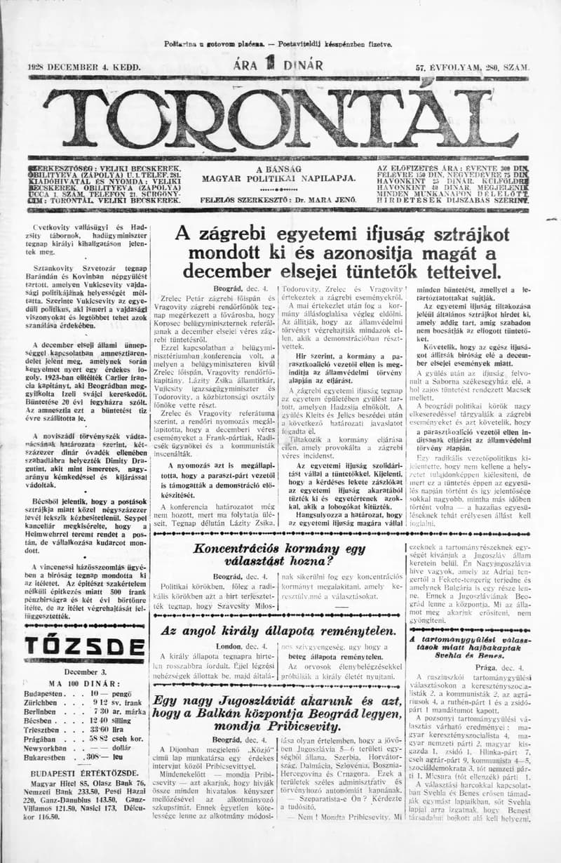 Torontál, 57. évf. 1928. december 4. 280. sz.