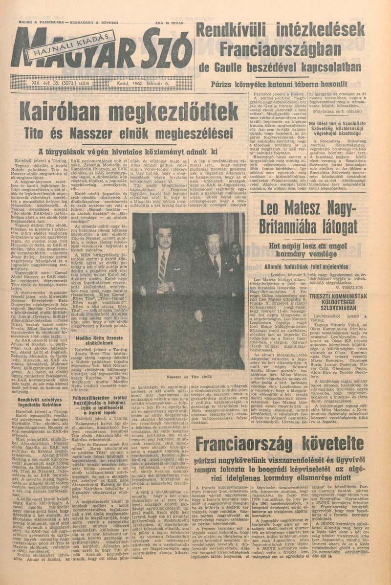 Magyar Szó, 19. évf. 1962. február 6. 35. sz. 1–16. oldal