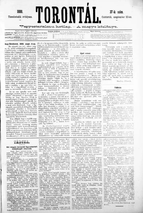 Torontál, 17. évf. 1888. szeptember 13. 37. sz.