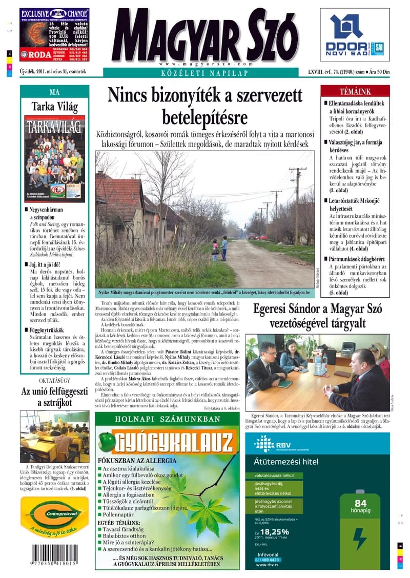 Magyar Szó, 68. évf. 2011. március 31. 74. sz. 1–20. oldal